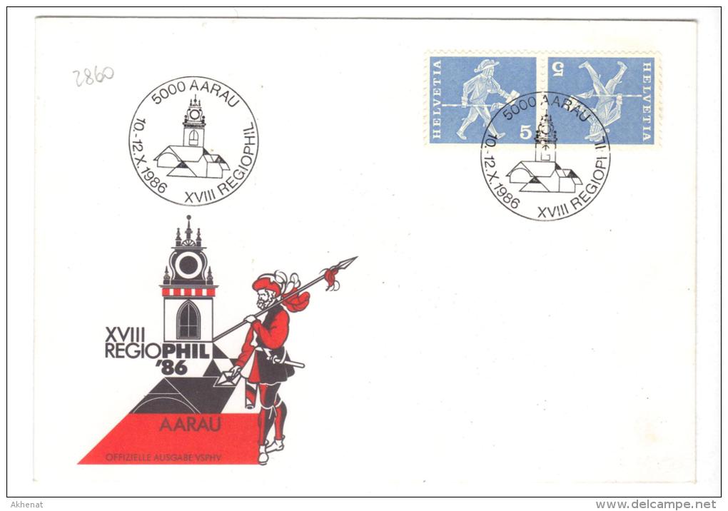 VER2860 - SVIZZERA , 18 Regiophil 1986 : FDC - Tête-bêche