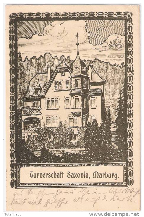 Studentika MARBURG An Der Lahn Haus Der Turnerschaft SAXONIA 13.12.1927 Gelaufen Studentica - Marburg