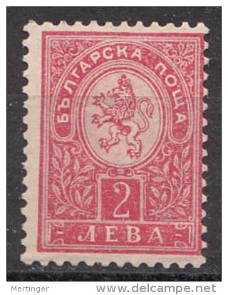 Bulgarien Bulgaria Mi# 44 * Mint 2L Lion 1896 - Unused Stamps