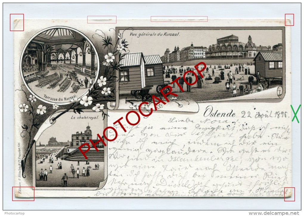 CP-Lithographie-1896-OOSTENDE-Kursaal-Pionniere-BELGIQUE-BELGIEN-FLANDERN-Flandres- - Oostende