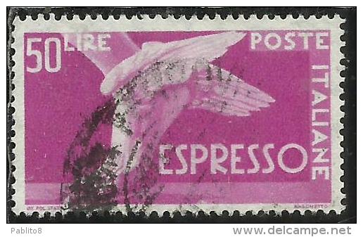 ITALIA REPUBBLICA ITALY REPUBLIC 1955 1956 ESPRESSI DEMOCRATICA ESPRESSO LIRE 50 STELLE STARS USATO USED OBLITERE' - Correo Urgente/neumático