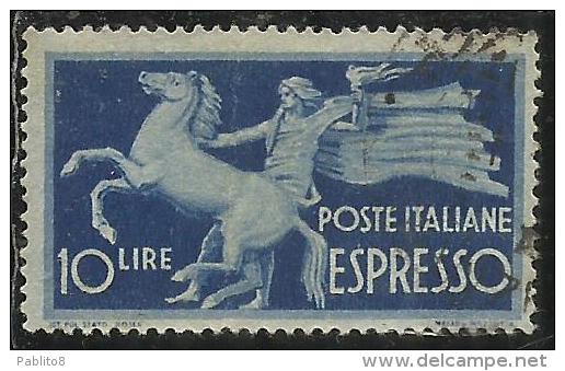 ITALIA REPUBBLICA ITALY REPUBLIC 1945 1952 DEMOCRATICA ESPRESSI SPECIAL DELIVERY ESPRESSO LIRE 10 USATO USED OBLITERE´ - Express/pneumatic Mail