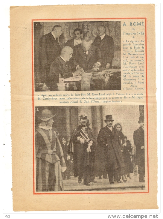 Reportage Dans Pelerin 1935 Pierre Laval à Rome  Avec Mussolini Et Au Vatican 5scan - Documents Historiques