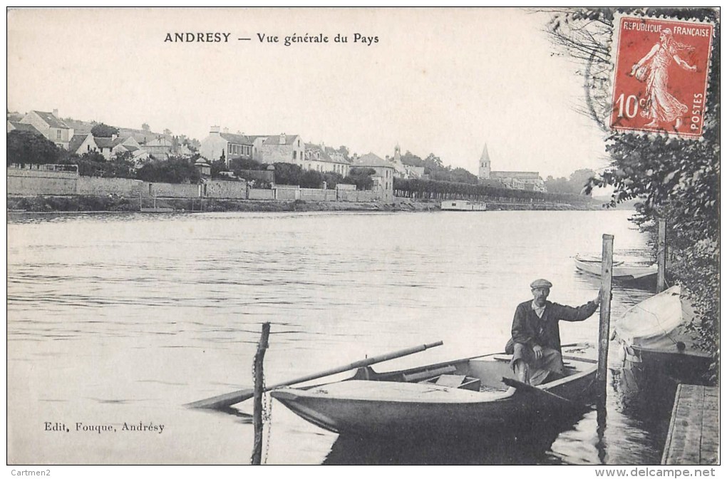 ANDRESY VUE GENERALE DU PAYS CANOT BARQUE 78 YVELINES - Andresy