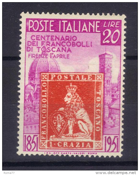 BIN65 - REPUBBLICA 1951 , 20 Lire Toscana Con Macchia Prima Di P Di "Poste"  *  Mint - Varietà E Curiosità