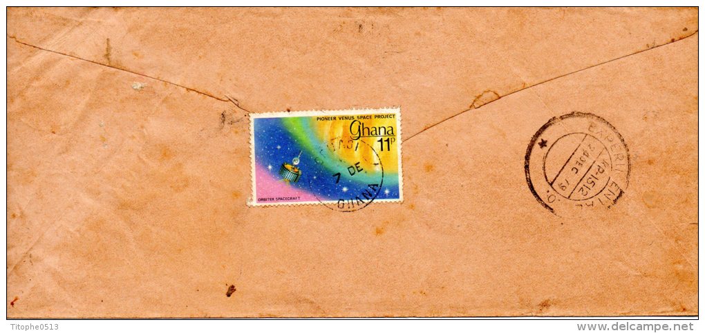 GHANA. N°642 De 1978 Sur Enveloppe Ayant Circulé. Orbiter. - Afrique