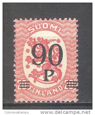 (SA0263) FINLAND, 1921 (Arms Of The Republic, Overprint, 90p. On 20p., Rose). Mi # 109. MNH** Stamp - Neufs