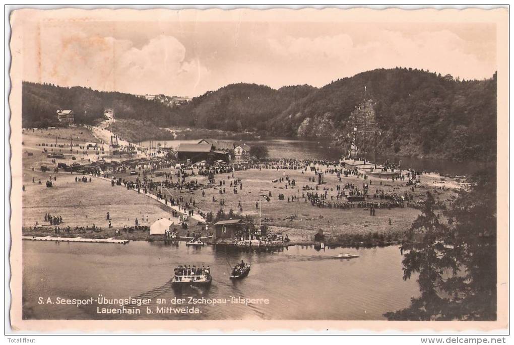 Lauenhain B Mittweida Marine Standort 2 In Sachsen S.A. Seesportanlage Ander Zschopau Talsperre Belebt 2.6.1935 Gelaufen - Mittweida