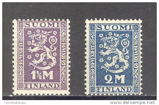 (S0606) FINLAND, 1927 (10th Anniversary Of Finnish Independence). Complete Set. Mi ## 126W-127W. MNH** - Ongebruikt