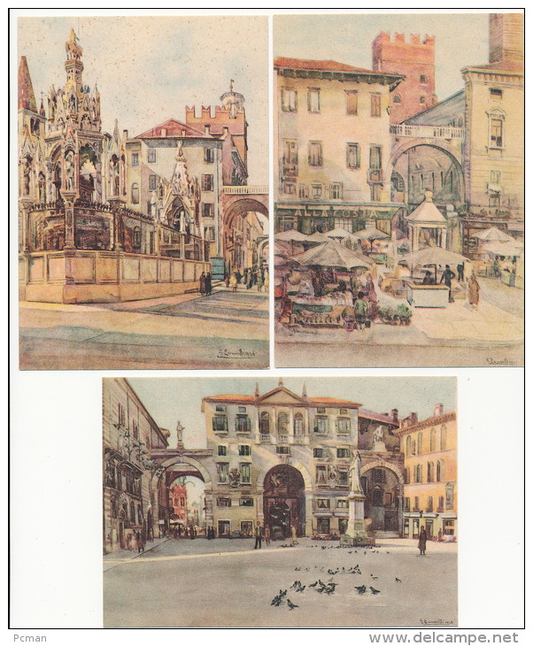 VERONA, ITALY:  Folder Of 12 Different  Acquarell Postcards By G. Zancolli.  Beautiful Set - Sonstige & Ohne Zuordnung