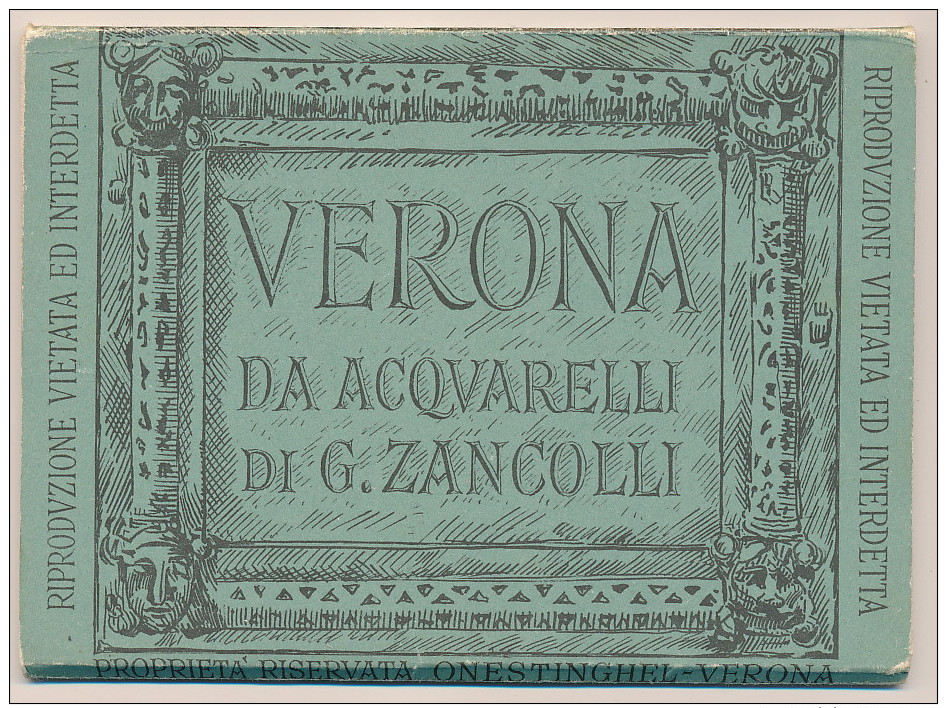 VERONA, ITALY:  Folder Of 12 Different  Acquarell Postcards By G. Zancolli.  Beautiful Set - Sonstige & Ohne Zuordnung