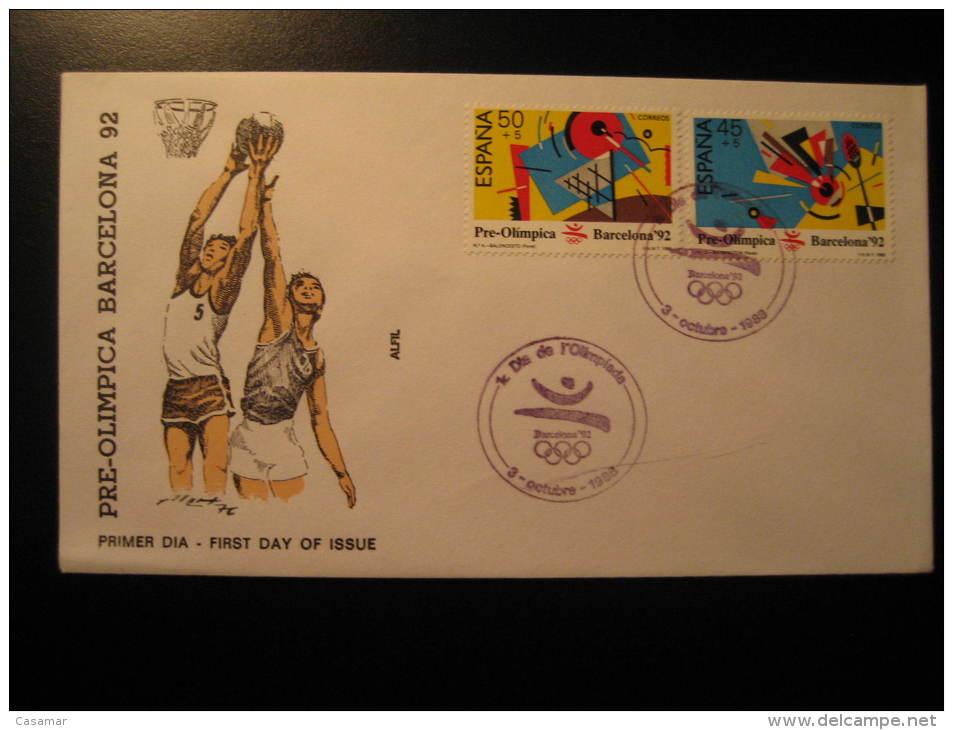 Barcelona 1988 Basketball Basket Baloncesto Badmington Stamp Cancel Cover 92 Olympic Games Olympics 1992 Spain - Basket-ball