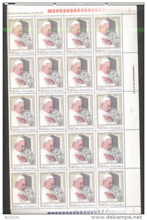 POLAND 1979 1ST VISIT OF POPE JOHN PAUL II JP2 TO HIS HOMELAND SHEETS OF 30 NHM WARSZAWA WW2 AUSCHWITZ Religion Church - Full Sheets