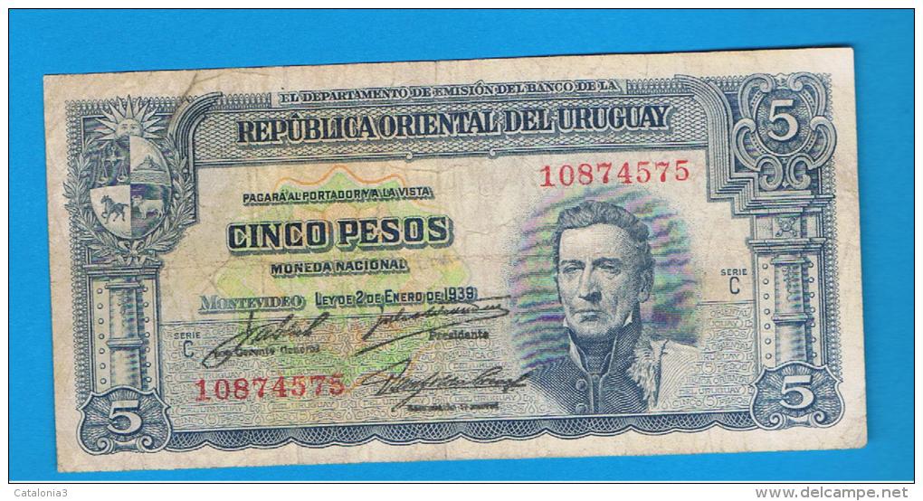 URUGUAY -  5 Pesos 1939  P-36 - Uruguay