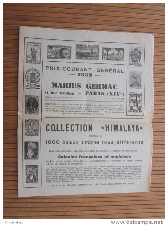 1938 Catalogue De Maison De Vente Prix Courant Général Cotation Marius Germac Paris XIVe >> Faire Défiler Images - Catalogi Van Veilinghuizen
