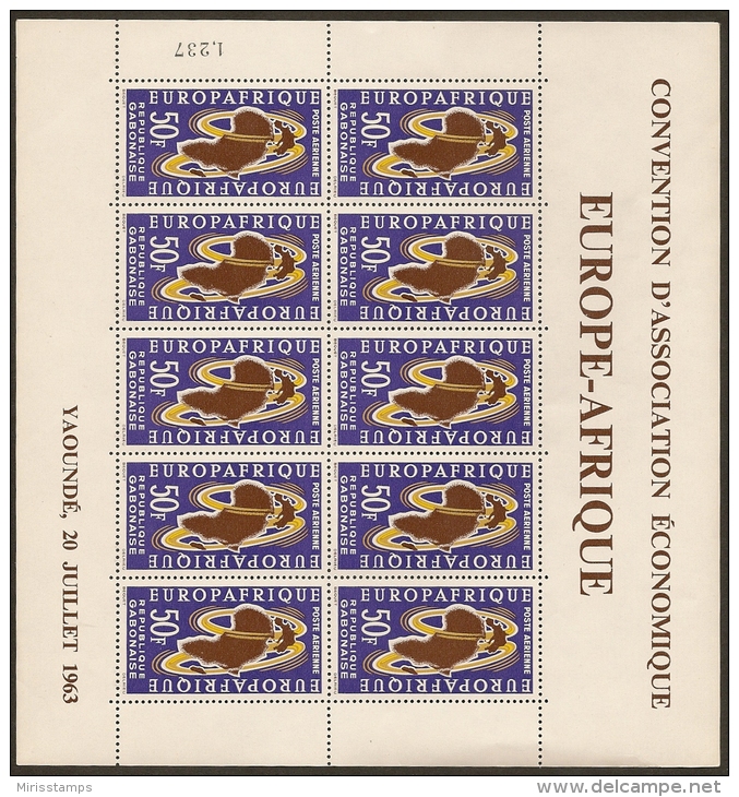 Gabon 1963 Europafrique Full Sheet MNH - Gabon (1960-...)