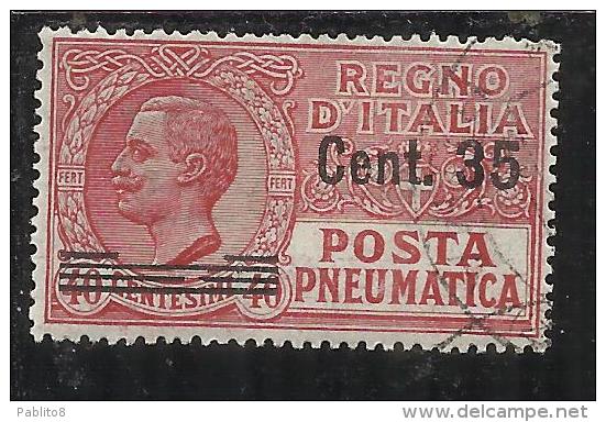 ITALY KINGDOM ITALIA REGNO 1927 PNEUMATICA SOVRASTAMPATO CENT. 35 SU 40 USATO USED OBLITERE' - Pneumatic Mail