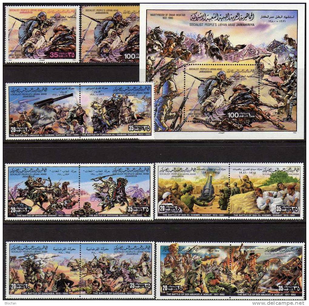 Gaddafi Kampf In Der Wüste Libyen 6 Block Plus Sets ** 17€ Schlachten Revolution Hojita M/s Military Bloc Sheet Bf Libya - Militaria