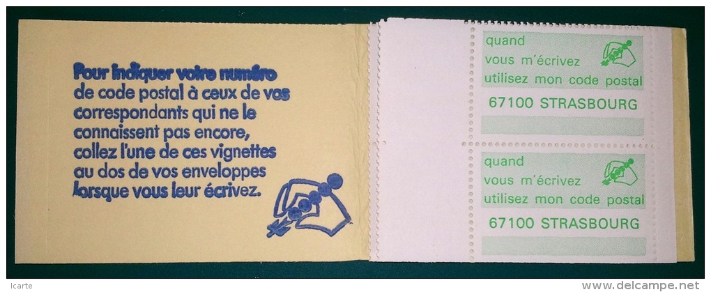 Carnet 8 Vignettes CODE POSTAL 67100 STRASBOURG Imprimerie Des Timbre Poste Périgueux - Otros & Sin Clasificación