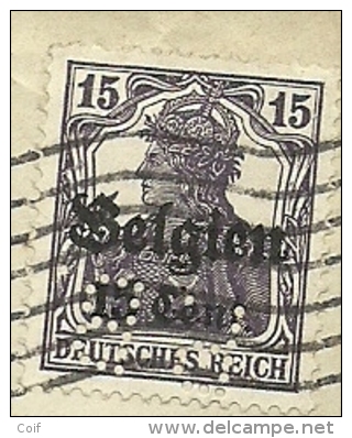 BZ 16 Op Brief Met Stempel BRUSSEL, Firmaperforatie (perfin) " P.B. " Van Compagnie De Bruxelles - 1909-34