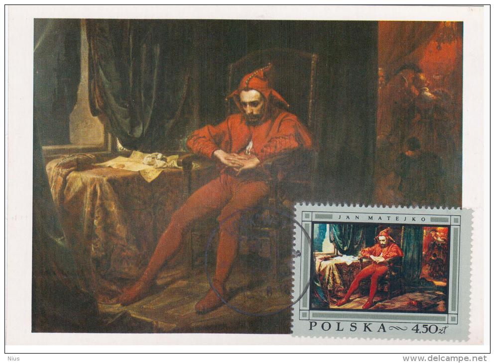 Poland 1987 Jan Matejko Painter "Stanczyk" Canceled In Krakow - Cartes Maximum