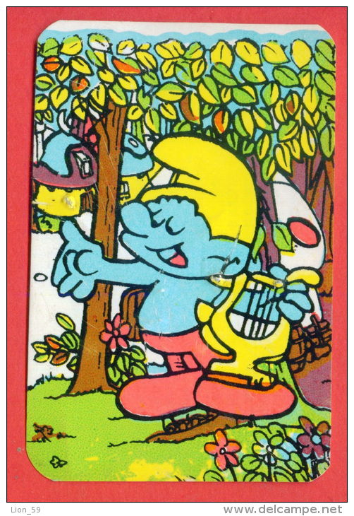 K73 / 1991 - DISNEY Cartoon The Smurfs - Calendar Calendrier Kalender -  Bulgaria Bulgarie Bulgarien Bulgarije - Tamaño Pequeño : 1991-00