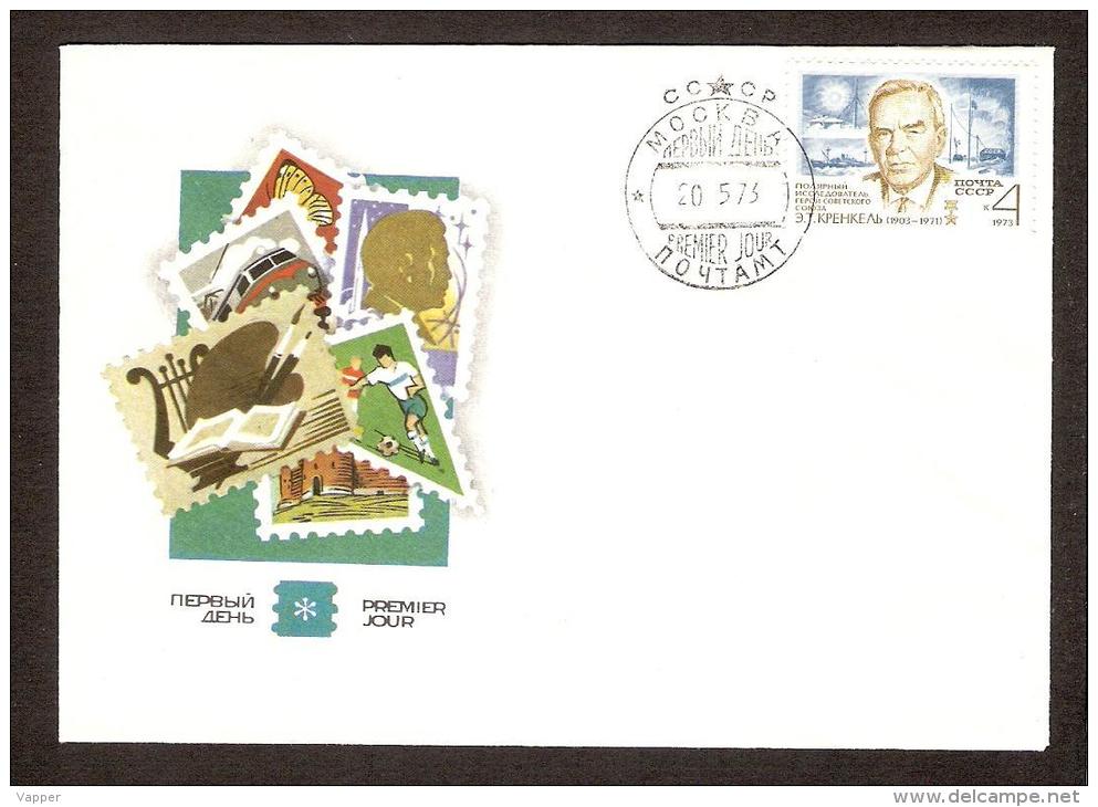 Polar Philately 1973 USSR  Stamp FDC Mi 4123  70th Birth Anniversary Of Polar Explorer E. T. Krenkel (1903-1971) Ship - Polarforscher & Promis
