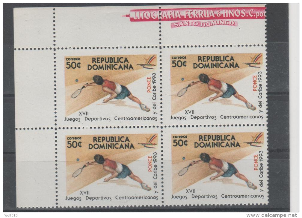 Dominican Republic. Tennis. 1993.  MNH Block Of 4. SCV = 2.60 - Dominican Republic