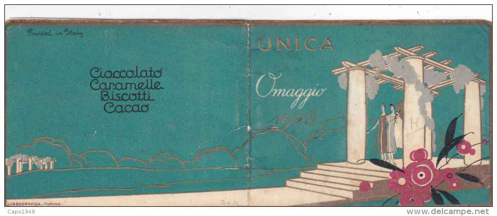 CALENDARIETTO "UNICA" UNIONE NAZIONALE INDUSTRIA CIOCCOLATO AFFINI     1926 -2-882-17605-604 - Petit Format : 1921-40