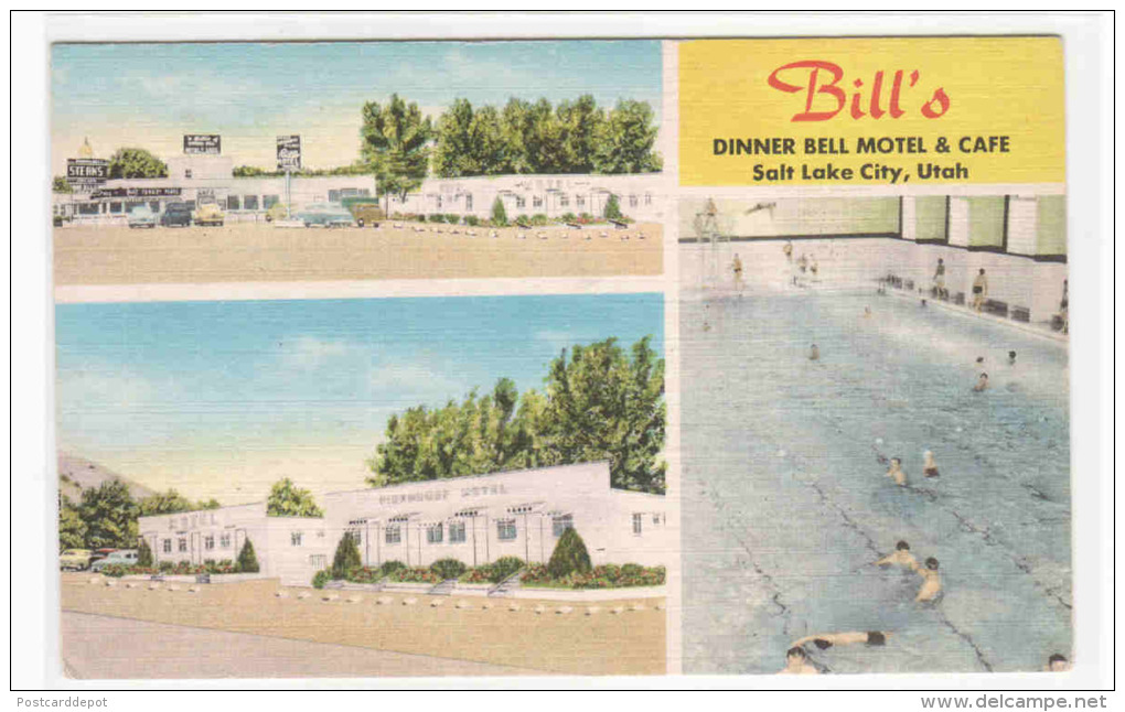 Bill's Bell Motel Motel & Cafe Salt Lake City Utah Roadside America Linen Postcard - Salt Lake City