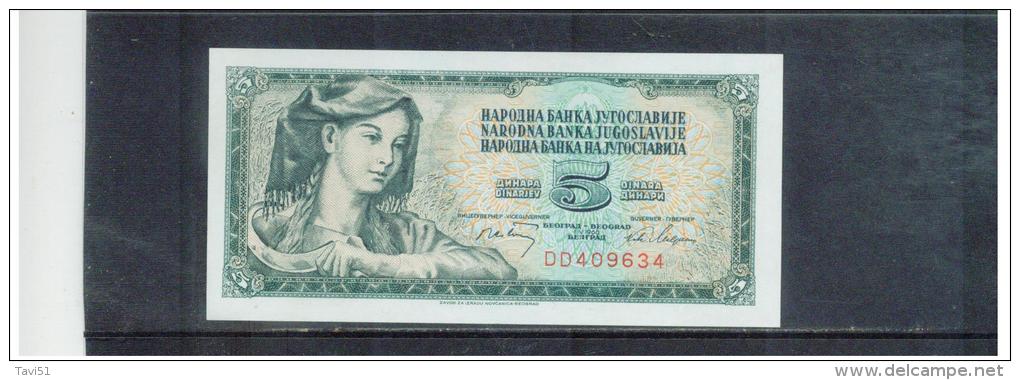 JUGOSLAWIEN , YUGOSLAVIA ,  5  Pet Dinara ,  Pick #81b      ,    1.5.1968     ,   Unc - Kirgisistan