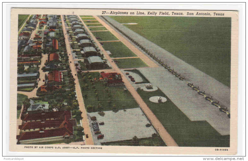 Kelly Field Air Force Base Aerial View San Antonio Texas 1944 Postcard - San Antonio