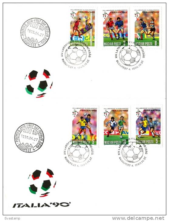 HUNGARY - 1990. FDC Set - World Cup Soccer Championships, Italy/Sport Mi 4087-4092 - FDC