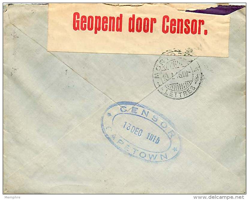 1915  Letter For Switzerland  South-African Censored - Covers & Documents