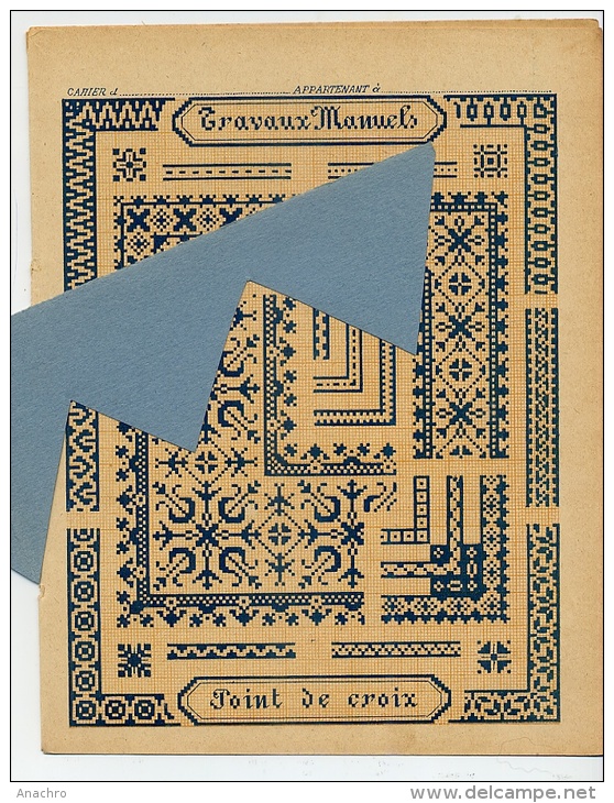 POINTS De CROIX  BRODERIE Motifs Bordures COUTURE 1900 Protège Cahier / GODCHAUX PARIS - Book Covers