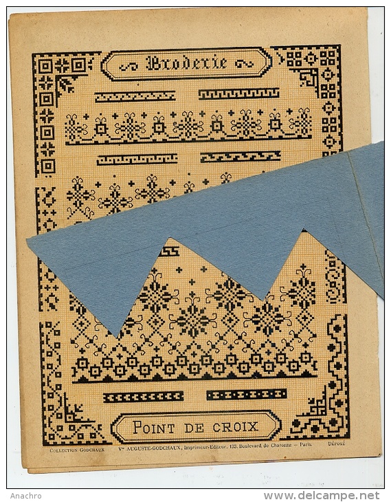 POINTS De CROIX  BRODERIE Motifs Bordures COUTURE 1900 Protège Cahier / GODCHAUX PARIS - Book Covers