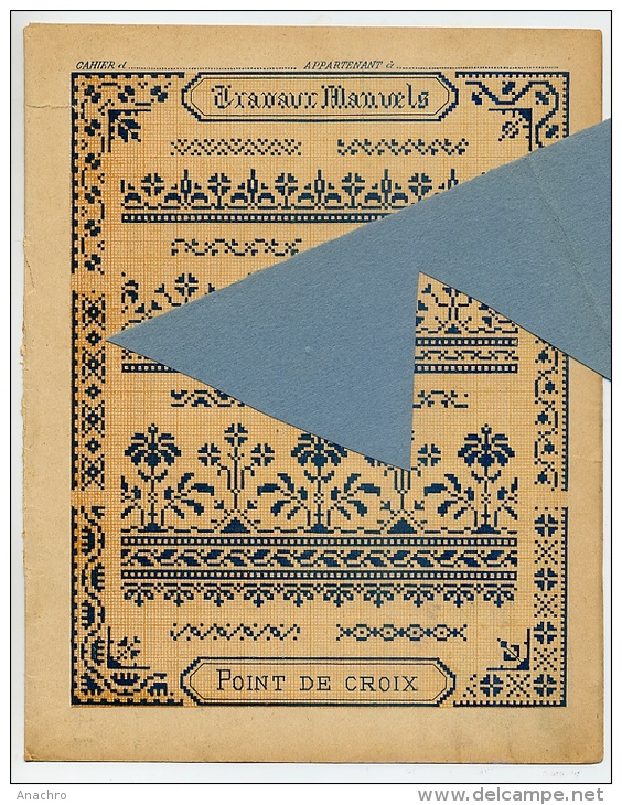POINTS De CROIX  BRODERIE Motifs Bordures FLEURS COUTURE 1900 Protège Cahier / GODCHAUX PARIS - Book Covers