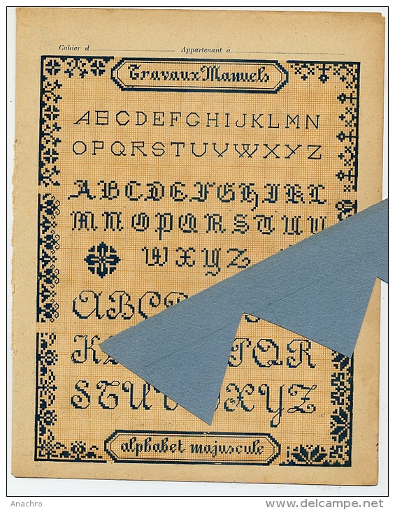 POINTS De CROIX  BRODERIE ALPHABET Majuscule COUTURE 1900 Protège Cahier / GODCHAUX PARIS - Protège-cahiers