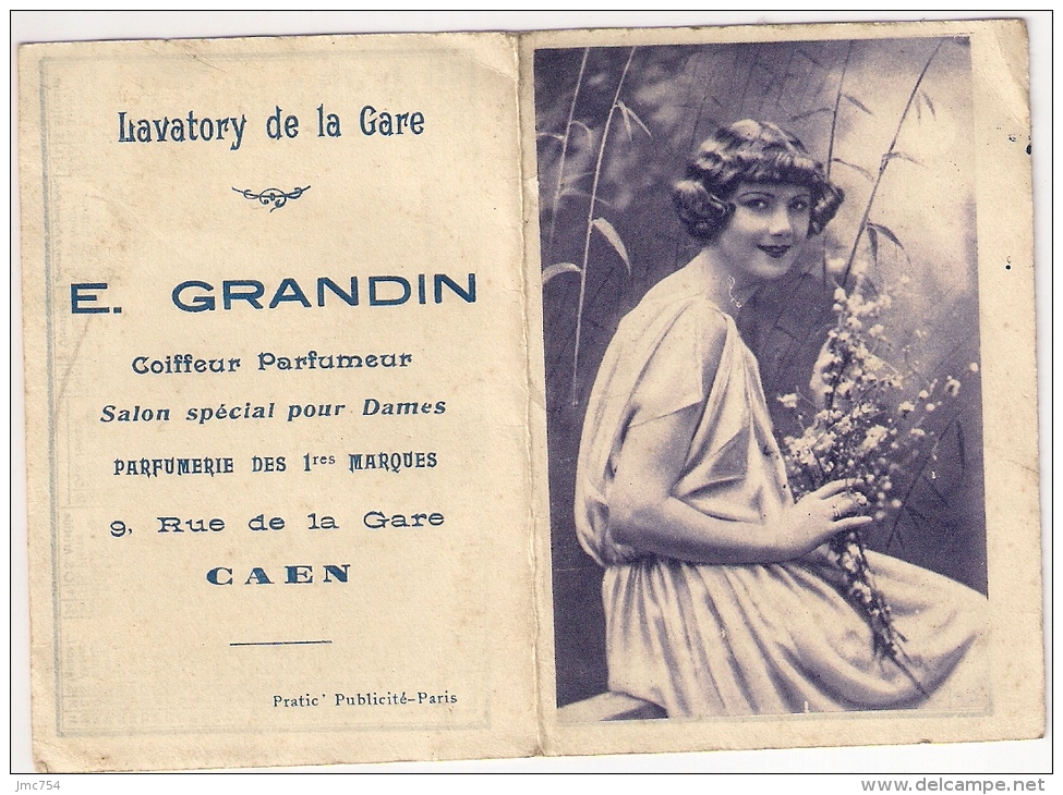 Calendrier De Poche 1928  E. GRANDIN  Coiffeur Parfumeur à Caen (14) - Petit Format : 1921-40