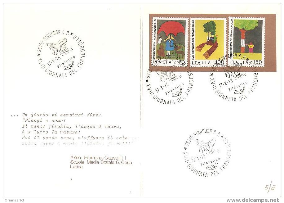 62528) Lettera  Salviamo La Natura Con Annulli   XVIII Giornata Del Francobollo 17.X.76  Con L.40+100+150 - FDC