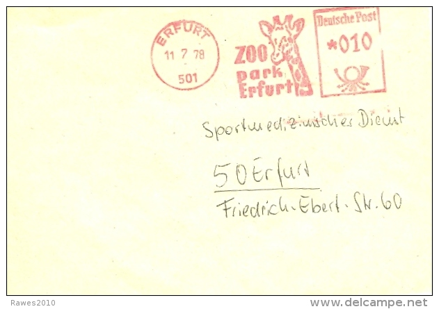 DDR Erfurt AFS 1978 Zoopark Giraffe (scan Ist Schlecht - Brief Komplett) - Macchine Per Obliterare (EMA)