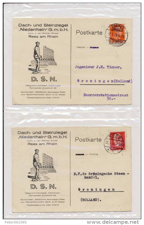2 Bedrijfs - Briefkaarten / Betriebs - Postkarten 1929 - Brieven En Documenten