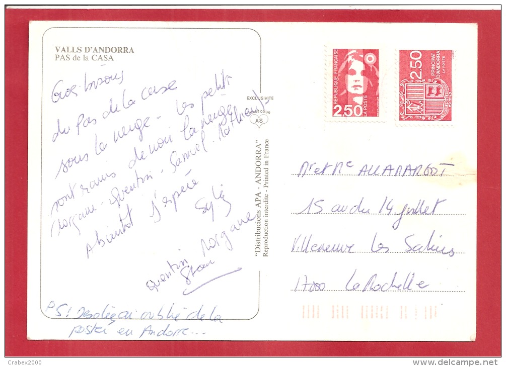 N°Y&T 409+2715  (HENDAYE)       Vers     LA ROCHELLE      Le  09 FEVRIER1993 ( 2 SCANS) - Cartas & Documentos