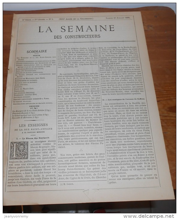 La Semaine Des Constructeurs. N°4. 21 Juillet 1888. Pyramide De Malvoisine (Saône Et Loire). - Revues Anciennes - Avant 1900