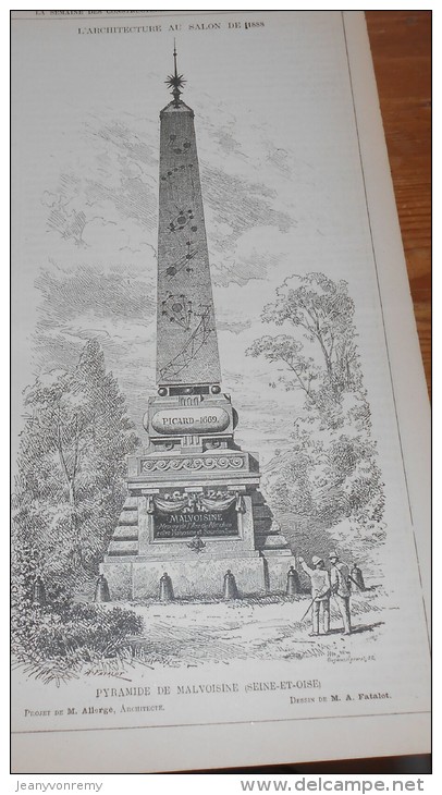 La Semaine Des Constructeurs. N°4. 21 Juillet 1888. Pyramide De Malvoisine (Saône Et Loire). - Revues Anciennes - Avant 1900