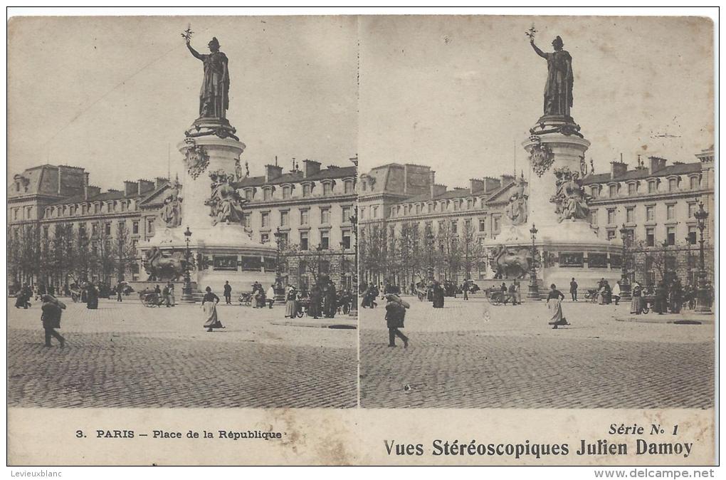 Carte Postale / Vue Stéréoscopique Julien DAMOY/Paris / Place De La République/SérieN°1/Vers 1910   STE57 - Photos Stéréoscopiques