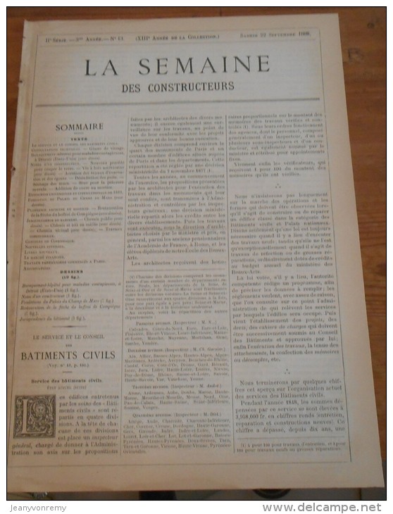 La Semaine Des Constructeurs. N°13. 22 Septembre 1888. Hôtel De Ville De Compiègne. - Magazines - Before 1900