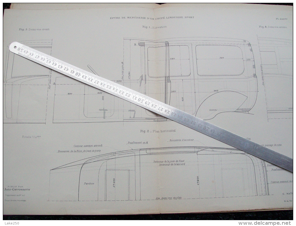 DISEGNO TECNICO EPURE DE MENUISERIE D´UN COUPE' LIMOUSINE SPORT - Autres Plans