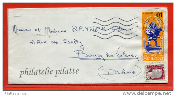 FRANCE LETTRE DE 1962 AVEC VIGNETTE DU JOURNAL DE SPIROU BANDE DESSINEE - Cartas & Documentos