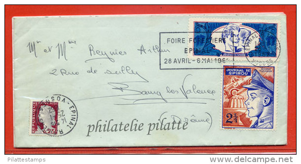 FRANCE LETTRE DE 1962 AVEC VIGNETTES DU JOURNAL DE SPIROU BANDE DESSINEE - Storia Postale